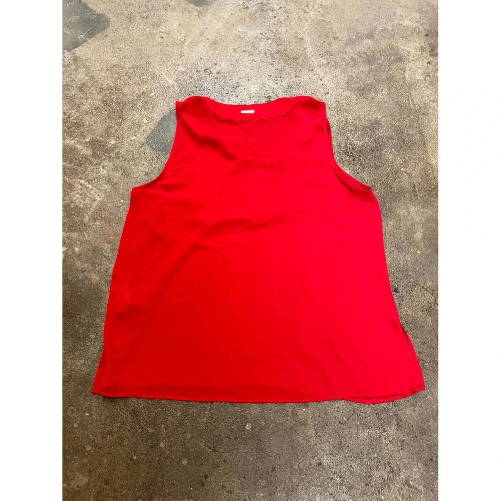 Michael Kors Top‎ Women XL Red Side Slit Lace Up Gold Grommet Sleeveless Classic